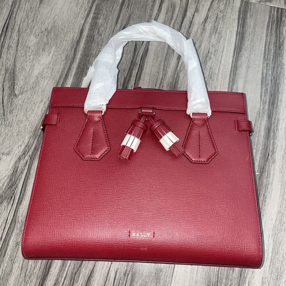NWT Bally satchel taby crossbody red calf embossed - Picture 4 of 8